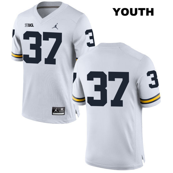 Youth NCAA Michigan Wolverines Dane Drobocky #37 No Name White Jordan Brand Authentic Stitched Football College Jersey MT25J82AV